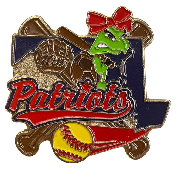 10th Anniversary Patriots Softball Pin With Louisiana State Design & Frog Mascot