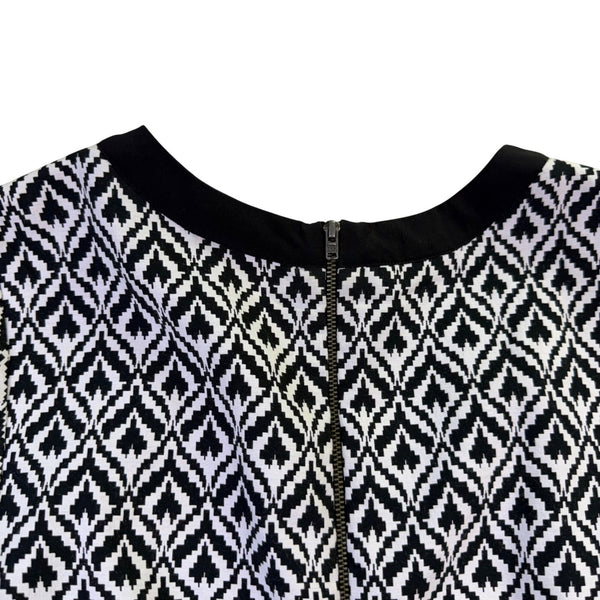 EShakti Womens Black & White Geometric Print Dress Size S/6