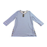 Style & Co Womens Blue Striped Long Sleeve Tunic Top Sized Petite Size M