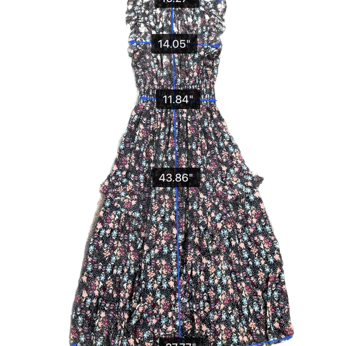 Nanette Lepore Womens Black Floral Midi Dress Ruffled Sleeveless Size 8