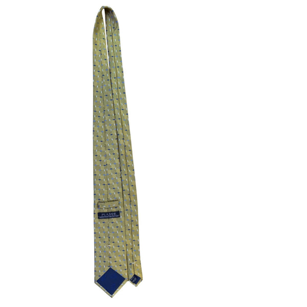 Jos. A. Bank Mens Yellow & Blue 100% Silk Handmade Geometric Print Necktie