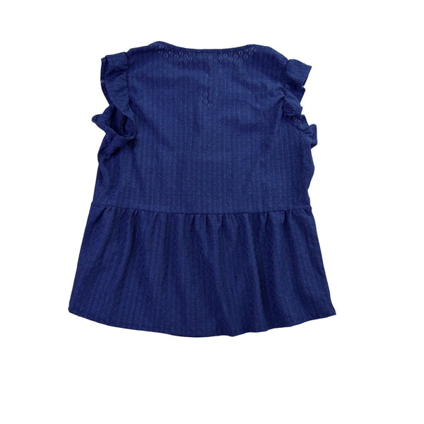 Steve Madden Womens Ensign BlueTextured Blouse With Tassels Sz XL
