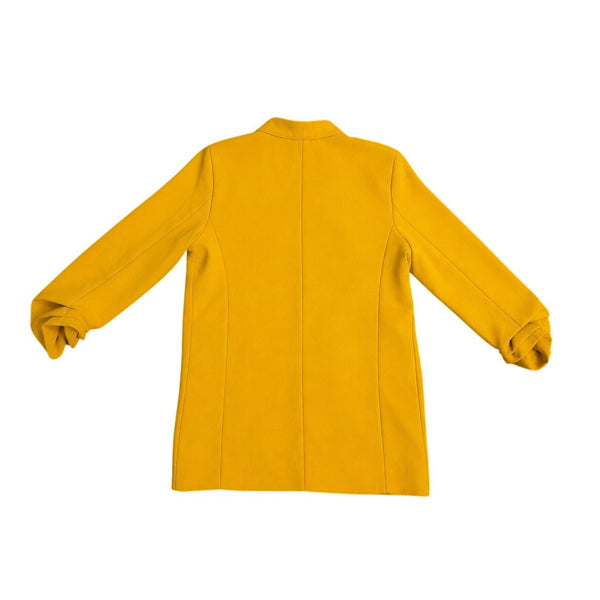 Shinesstar Womens Yellow Polyester Open Front Long Jacket Stylish Layer Size M 