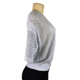 Rebecca Taylor Womens Lavender Open Knit Short Sleeve Sweater Size S