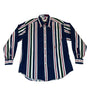 Tommy Hilfiger Mens Navy Multi-Color Striped Long Sleeve Shirt Size L