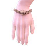 Vintage Womens Silver Tone Mesh Bracelet Adjustable Handmade Retro Style
