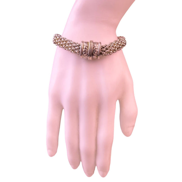 Vintage Womens Silver Tone Mesh Bracelet Adjustable Handmade Retro Style