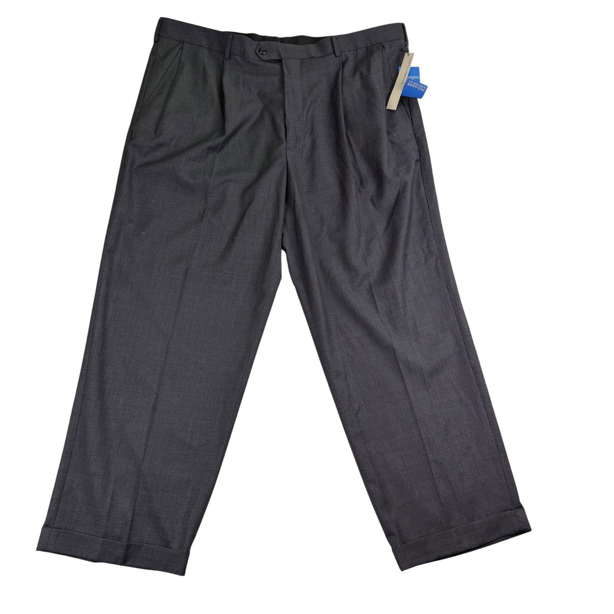 Perry Ellis Portfolio Mens Charcoal Dress Pants Pleated Cuffed Size 42/30 - New