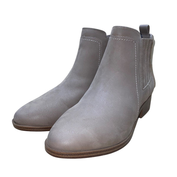 MIA Women’s Grey Faux Leather Side-Zip Pull-On Low Heel Ankle Booties Size 8.5