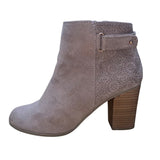 Lauren Conrad Women’s Taupe Faux Suede Block Heel Rose Hip Ankle Boots Size 8