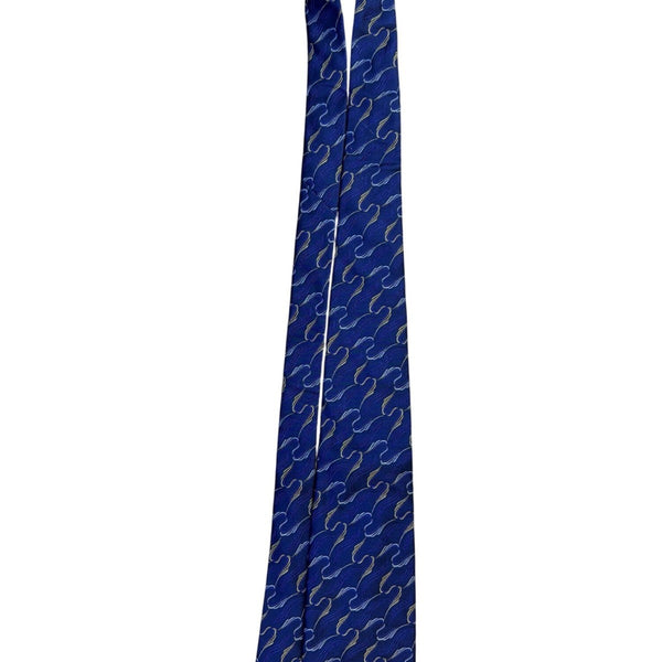 Robert Talbott Studio Mens Purple & Gold Silk Necktie Hand-Sewn Waves Pattern