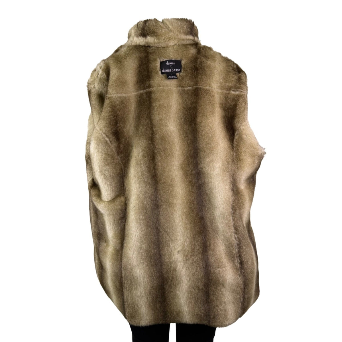 Dennis By Dennis Basso Womens Tan Faux Suede & Fur Button Jacket Winter Sz L