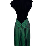 Vintage Lloyd Williams Black Velvet & Green Satin Dress With Bow Detail Sz 8