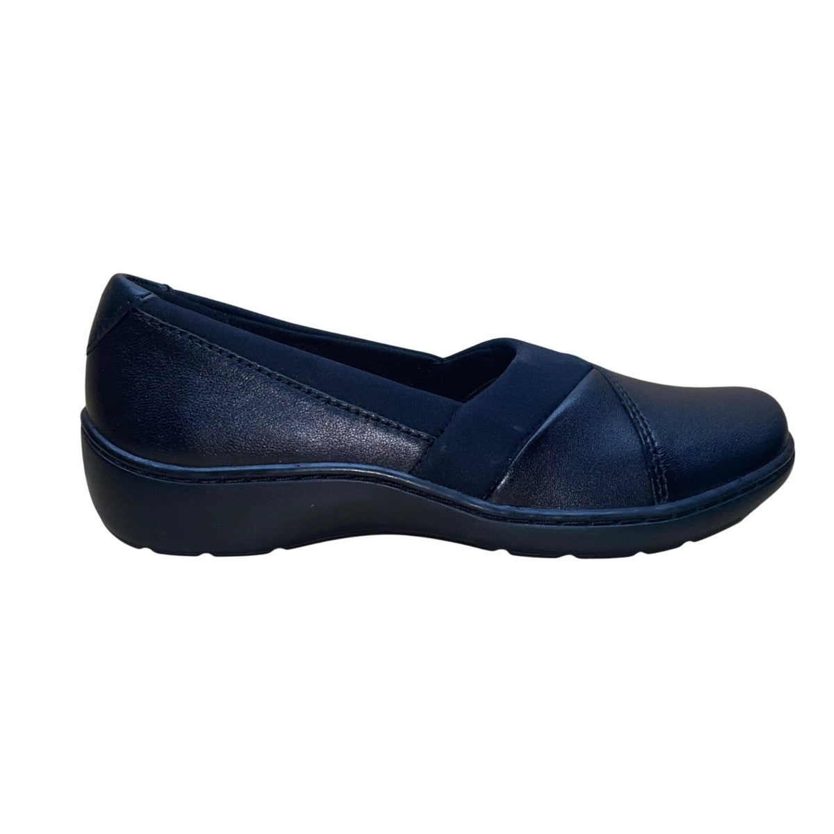 Clarks Ultimate Women’s Black Leather Cora Charm Slip-On Flats Shoes Size 7.5 M