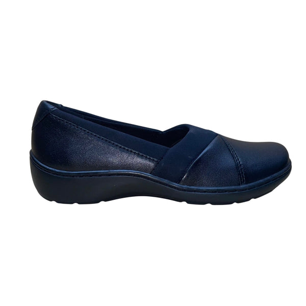 Clarks Ultimate Women’s Black Leather Cora Charm Slip-On Flats Shoes Size 7.5 M