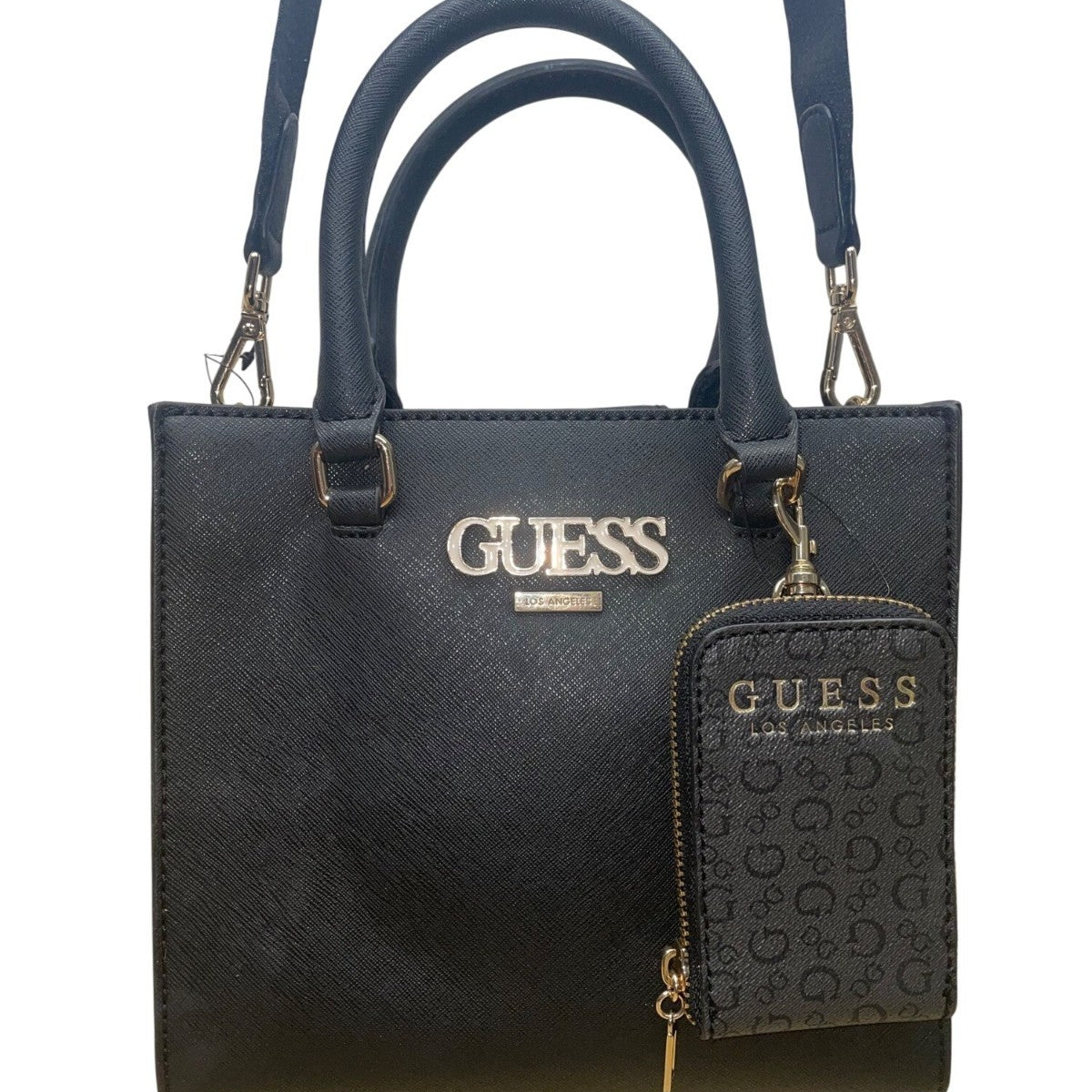 Guess Women’s Black Faux Leather Detachable Strap & Coin Pouch Crossbody Bag