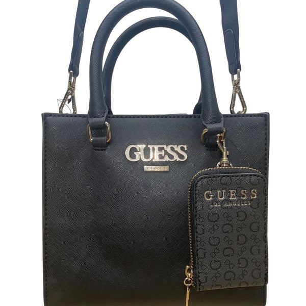 Guess Women’s Black Faux Leather Detachable Strap & Coin Pouch Crossbody Bag