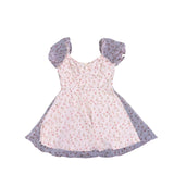 Cider Womens Pink Floral Mini Dress W/Puff Sleeves Light Purple Accents S