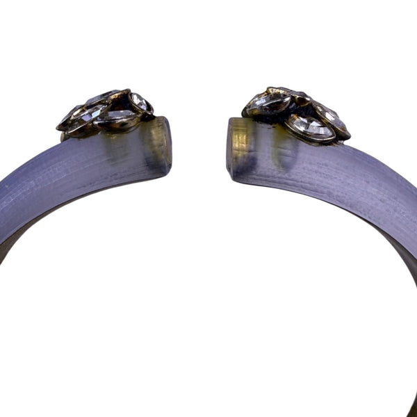 Alexis Bittar Lucite Womens Purple Resin Bracelet With Swarovski Crystals Floral