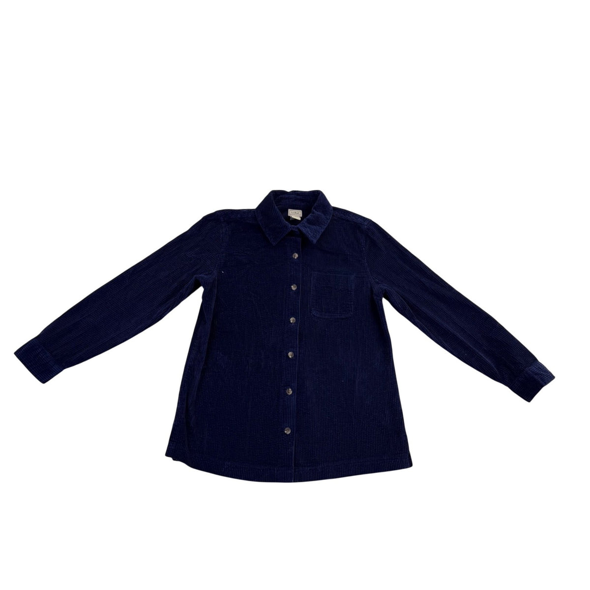 L.L.Bean Womens Navy Cotton Corduroy Button-Down Shirt Long Sleeve Sz M-Regular