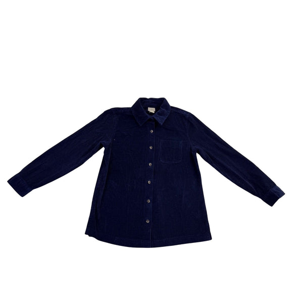 L.L.Bean Womens Navy Cotton Corduroy Button-Down Shirt Long Sleeve Sz M-Regular