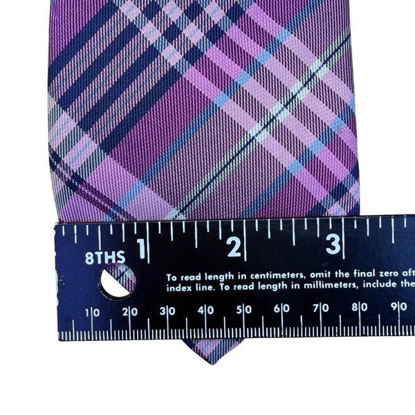 Covington Mens Purple Silk Plaid Necktie Classic Formal Dry Clean Only
