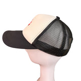 D&Y Unisex Black/White Polyester Trucker Hat  Mushroom Embroidery Snapback OS