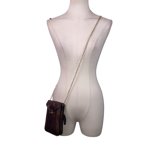 Epona Women’s Bronze Metallic Snakeskin Clasp Closure Chain Strap Crossbody Bag