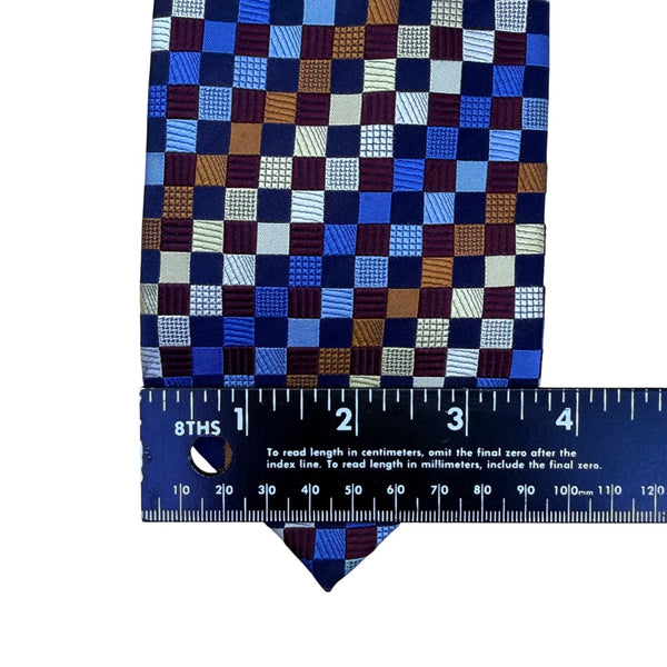 Jos A Bank Mens Multicolor 100% Silk Hand Sewn Checkerboard Pattern Necktie OS