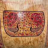 Handcrafted Women’s Brown Leather With Red Floral Details Peacock-Print Tote Bag