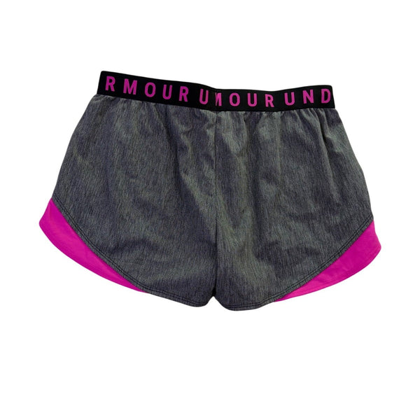 Under Armour Womens Gray & Pink Running Shorts Loose Fit Size L
