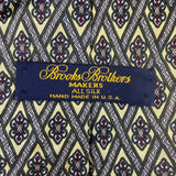 Brooks Brothers Mens Yellow & Navy Silk Necktie Geometric Pattern Hand Made 58