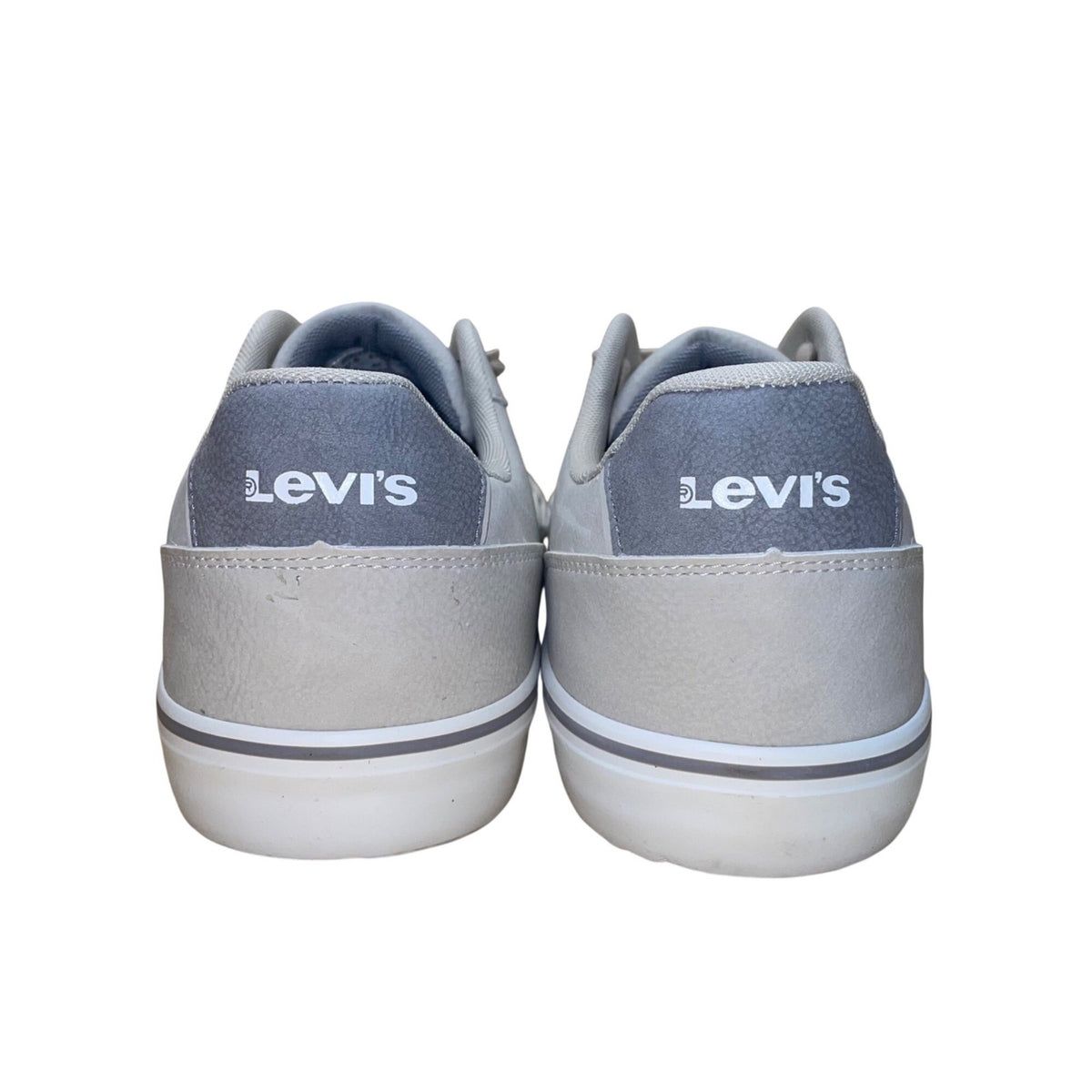 Levis Men’s Gray Faux Leather Lace-Up Casual Flat Vince Sneakers Size 12
