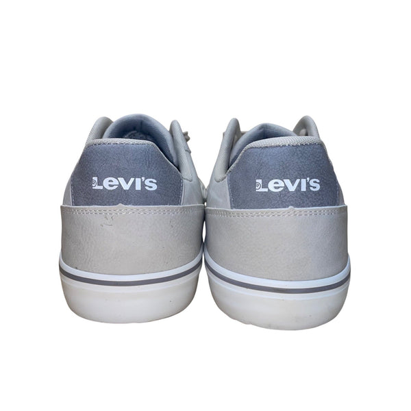 Levis Men’s Gray Faux Leather Lace-Up Casual Flat Vince Sneakers Size 12