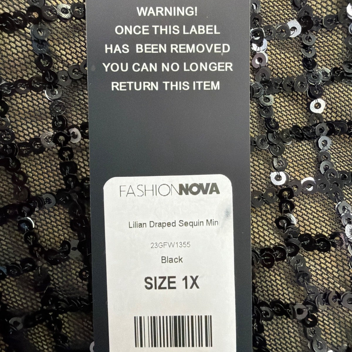 Fashion Nova Womens Black Sequined Stretch Dress Party Evening Size 1X