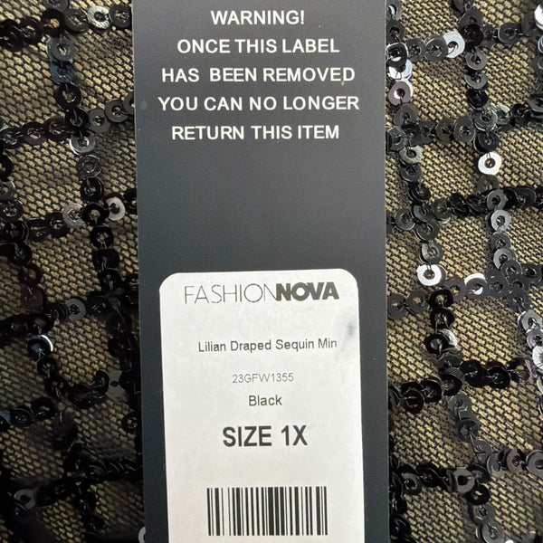Fashion Nova Womens Black Sequined Stretch Dress Party Evening Size 1X