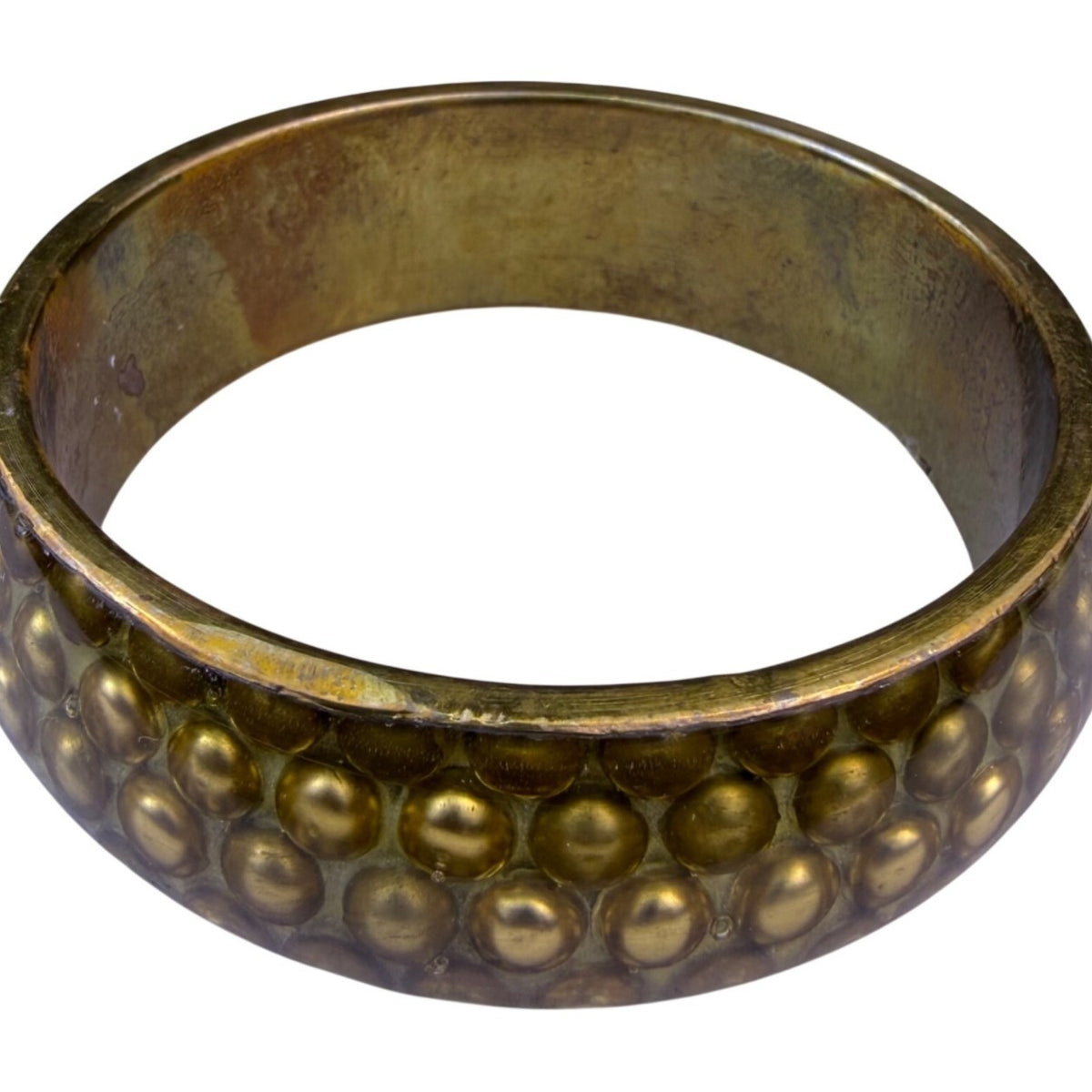 Brass Boho Vintage Womens Textured Bracelet Gold Tone Circular Design