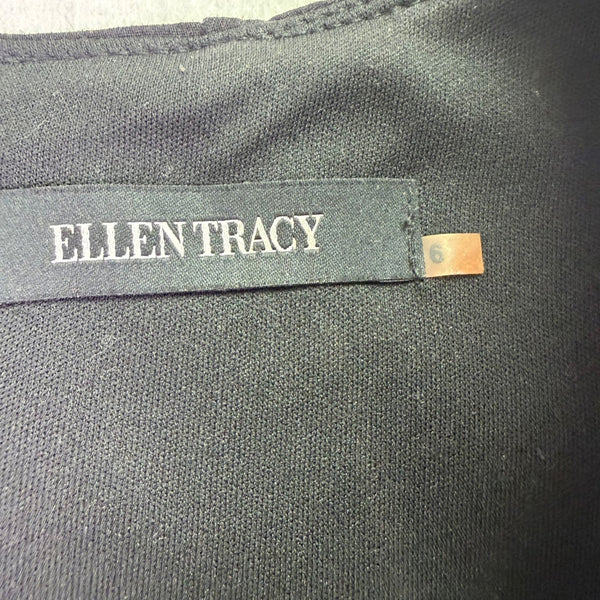 Ellen Tracy Womens Black Belted Cap Sleeve Sheath Dress Size 6