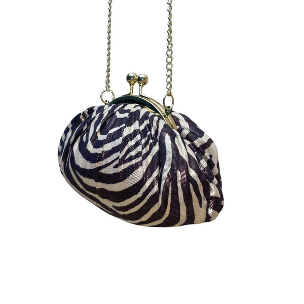 Chicos Women’s Brown & Gold Polyester Zebra Print Mini Crossbody Clutch Bag