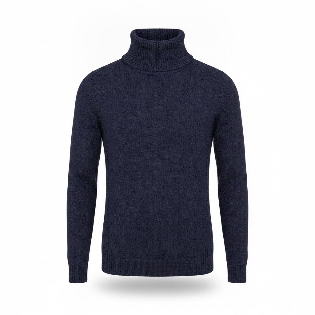 Bylyse Womens Navy Cotton-Blend Turtleneck Sweater Ribbed Knit Size M