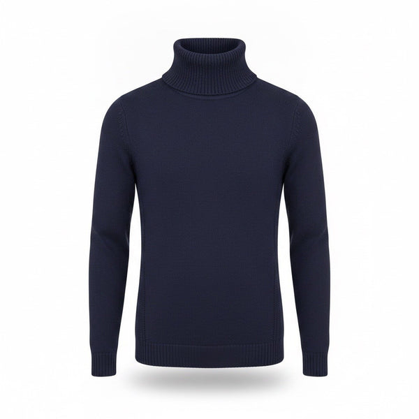 Bylyse Womens Navy Cotton-Blend Turtleneck Sweater Ribbed Knit Size M