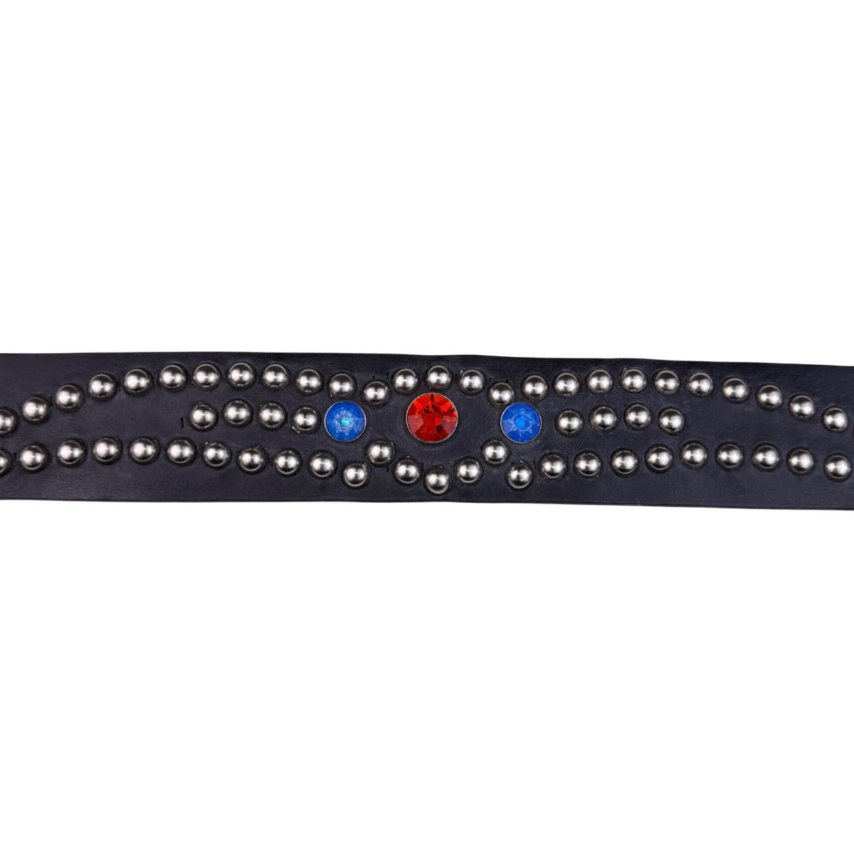Betsey Johnson Womens Black Leather Studded Belt Silver Buckle Retro Design
