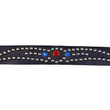 Betsey Johnson Womens Black Leather Studded Belt Silver Buckle Retro Design