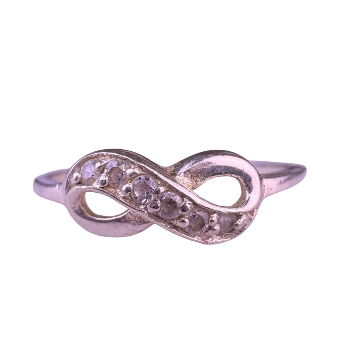 Silver Tone Womens 925 Infinity Knot Ring Thailand Engraving Symbolic Style Sz 7