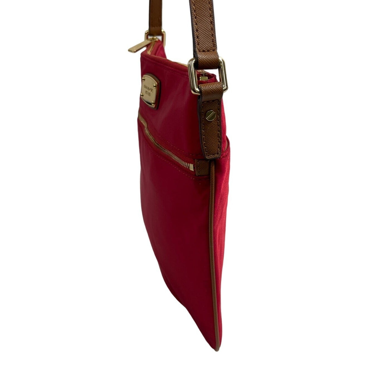 Michael Kors Women's Red Jet Set Flat Crossbody Bag With Gold Accents Sz M - NWT