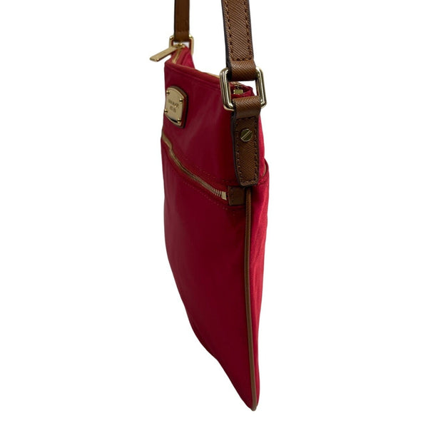 Michael Kors Women's Red Jet Set Flat Crossbody Bag With Gold Accents Sz M - NWT