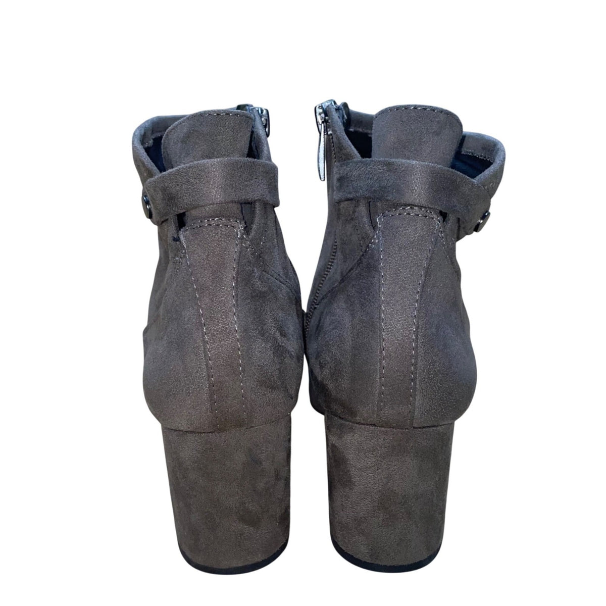 Franco Sarto Women’s Gray Suede Block Heel Side Zip Nixon Ankle Boots Size 9M