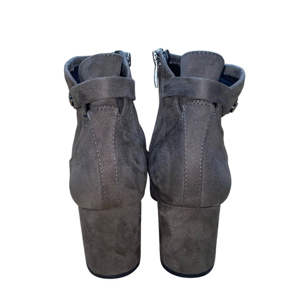 Franco Sarto Women’s Gray Suede Block Heel Side Zip Nixon Ankle Boots Size 9M