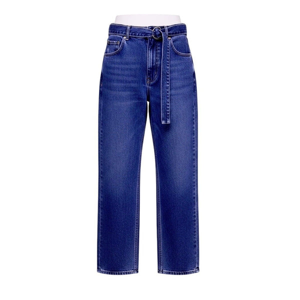 We The Free Womens Blue Cotton Belted High-Waisted Wide-Leg Denim Jeans Size 30
