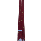 Wm Chelsea Ltd Mens Red Pure Silk Tie Gold Building Print Diagonal Stripe Design
